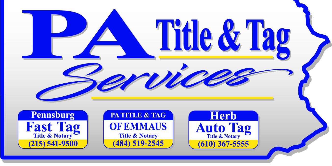 pa title and tag services logo with phone numbers and website