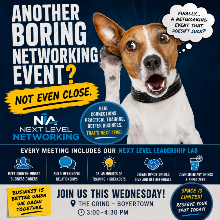 NIA networking event post with dog